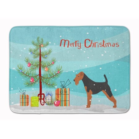 Carolines Treasures Airedale Terrier Merry Christmas Tree Machine Washable Memory Foam Mat BB2975RUG